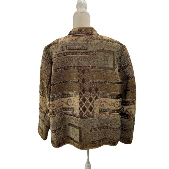 NWOT Dressbarn Woman Brown Paisley Tapestry Zip Up Jacket 2X Unlined - Picture 3 of 8